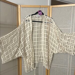 Elvi Beige Open Weave Kimono